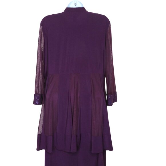 R&M Richards Dress Jacket S Plum Purple Shimmer Sheer Cruise Wedding Party - Picture 14 of 16